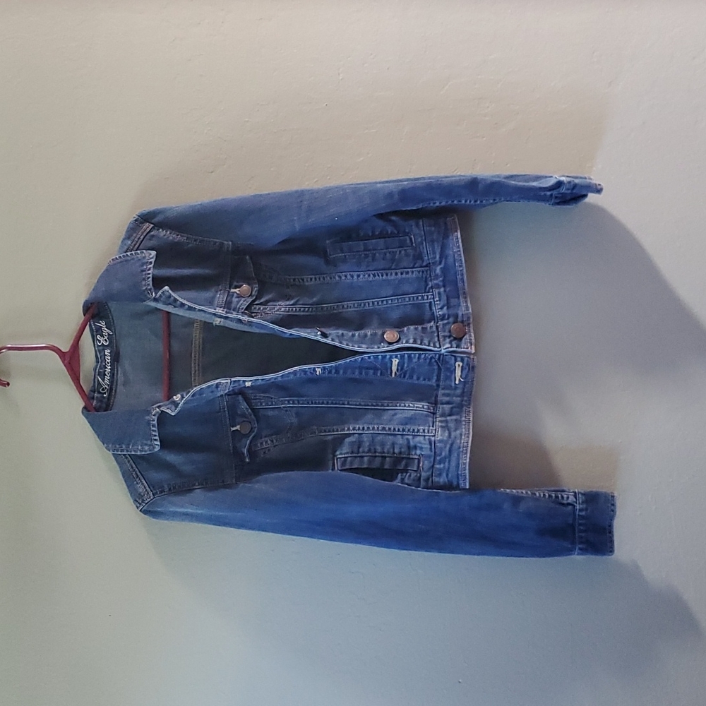 American Eagle Perfect Fitted Dark Denim Jacket